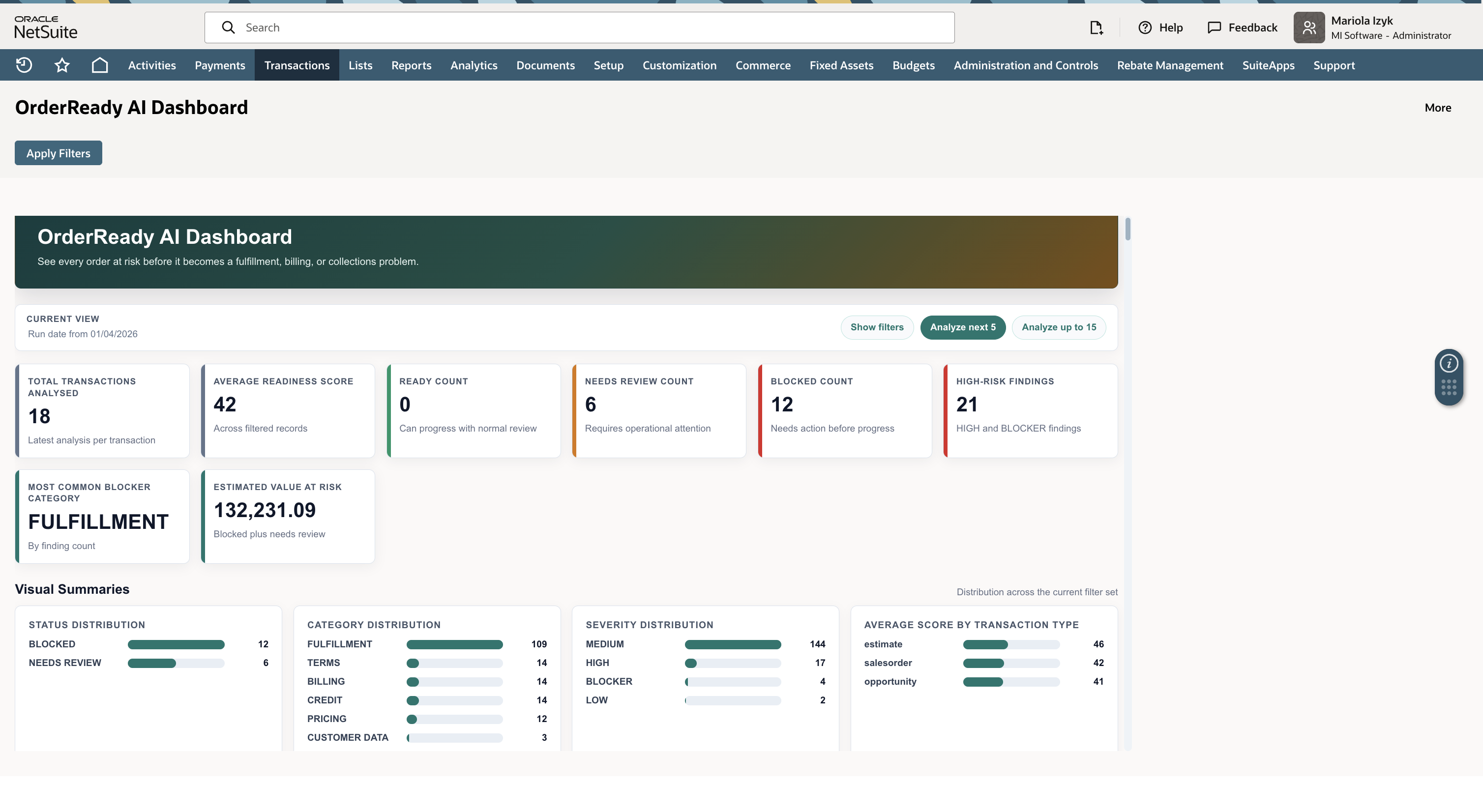OrderReady AI Dashboard screenshot
